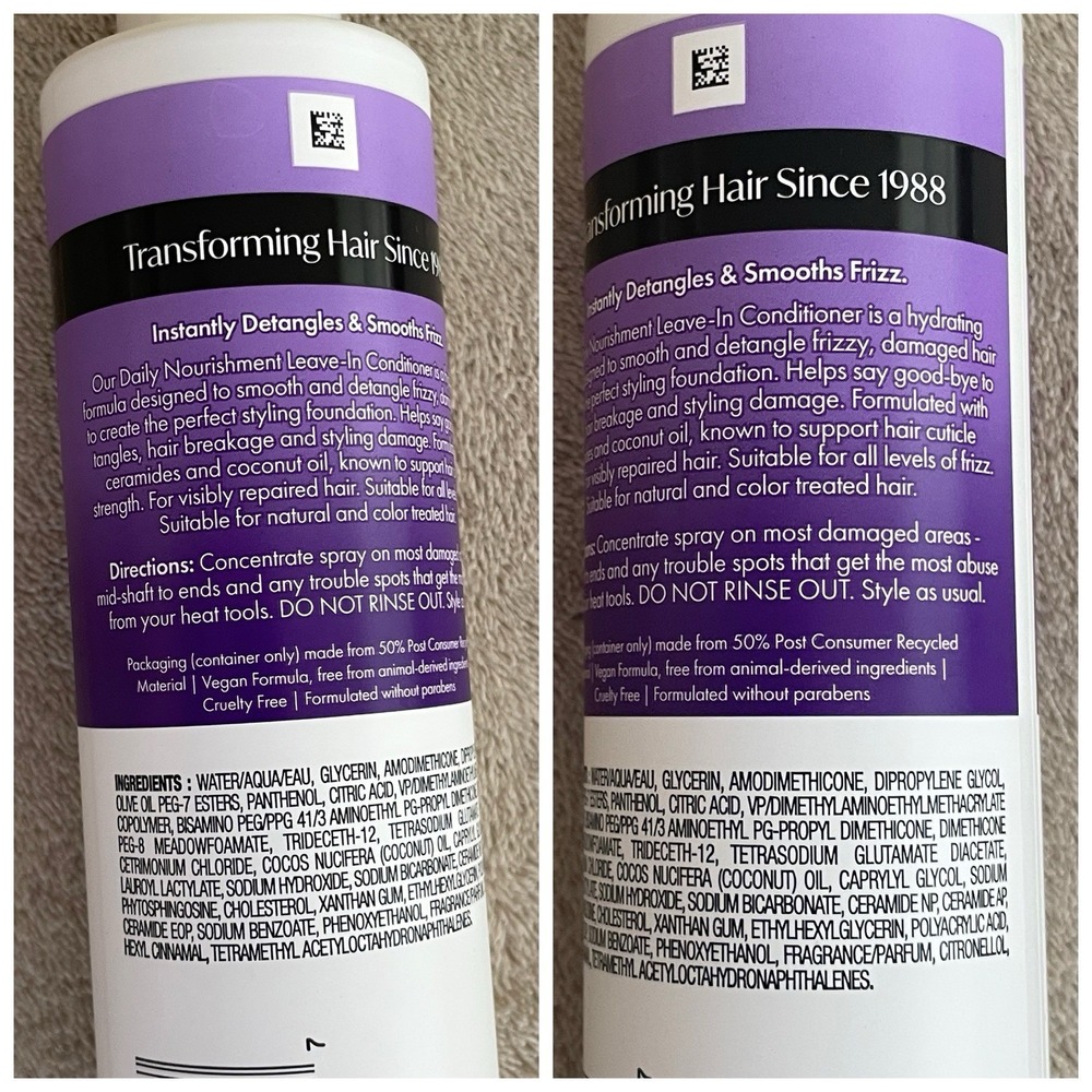 John Frieda Frizz‎ Ease Daily Nourishment Leave-in Conditioner, 8 FL Oz. ea. - Picture 2 of 3